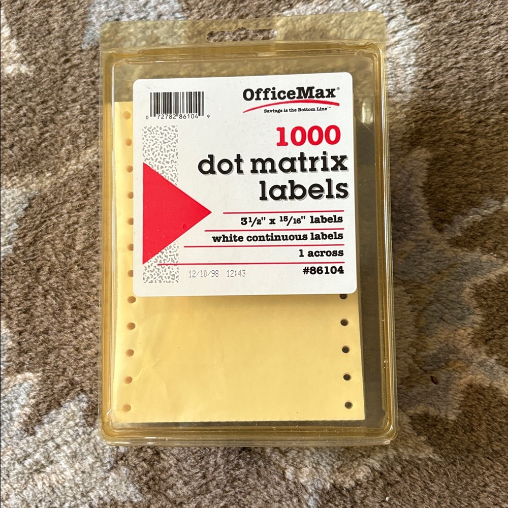 Dot Matrix Labels 3.5” x 15/16” white continuous labels Vintage